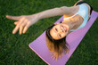 © Artcore Studio/Stocksy - Yoga practice in green park space