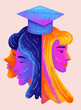 © Marusya Wrobel/Stocksy - Faces of graduates wearing a cap in bright colors