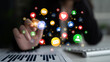 © InfiniteFlow - Concept of digital marketing and online communication. A network of user engagement is shown through social media feedback notifications which helps build a strong community. Fermion