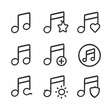 © Iryna - Music note icons set with unique symbol variations on dark background