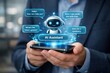 © Haseeb - AI Chatbot Assistant Interface on Smartphone with Virtual Support Concept