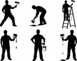 © Goutom - Painting worker silhouette set showing professional painters using rollers brushes and ladders for house renovation construction maintenance vector illustration home improvement service concept