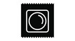 © Fazal - Simple black and white icon design representing a single packaged condom for safe health practices and sexual awareness campaigns