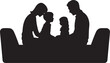 © MDHABIBUR - Black silhouette of family with two children sitting on couch