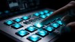 © Nurul - DJ controller with illuminated blue pads.