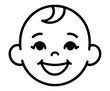 © TTh - Outline Baby Face With Curly Hair Line Icon for App UI