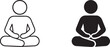 © Creative World 2.0 - Yoga meditation black silhouette and outline icon isolated on white background.