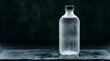 © abderrazzak - Frosted glass bottle with condensation droplets, minimal composition, dark background.