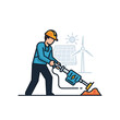 © Rosi - Worker Operating Jackhammer for Renewable Energy Construction Project - Sustainable Infrastructure Development