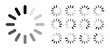 © Sarhanine - Minimalist circular loading buffering icon set with rounded bar progress status for digital UI UX interface design.