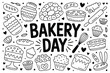 © Muhammad Nadeem - Bakery day illustration with various sweet treats and baking tools