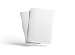 © sdecoret - Two floating magazines cover isolated on transparent background. Cut out blank brochures mockup 3D rendering