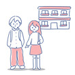 © FukuchiFactory - 大学生カップルとアパート｜同棲をするカップルのゆるかわいいイラスト
