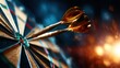 © svastix - A close-up view of precision darts lodged into a dartboard, symbolizing competition and focus, with a dramatic blurred background enhancing the intensity of the moment.