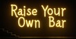 © antishock - Bright neon sign displays motivational phrase. Dark wall provides contrast. Steps visible below text. Simple, modern aesthetic.