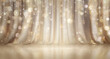 © cassis - 黄金に輝く光のカーテンと粒子の背景｜高級感あふれるセレブレーション・ステージ