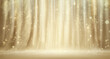 © cassis - 黄金に輝く光のカーテンと粒子の背景｜高級感あふれるセレブレーション・ステージ