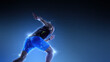 © Lustre Art Group  - Futuristic artwork male sprinter accelerating with digital network overlay. Concept of sports analytics, biometric tracking, performance optimization and advanced endurance training technology.