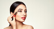 © Oleg Gekman - Beautiful woman puts mascara on her eyebrows. Eyelash extensions. Healthy clean fresh skin natural make up beauty eyes