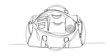 © Maestro - Travel bag with neatly folded clothes and a rolled item, presented in a fluid continuous line drawing style, perfect for illustrating travel preparation or organization themes.