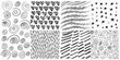 © MituRani - Black and white doodle patterns spirals hearts lines stars and floral shapes