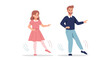 © fantastic - Cartoon illustration of a man and woman gesturing and standing in a confrontational stance with a minimalist white background.