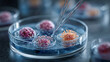 © mazhar - Lab-grown organoids in culture dish, molecular biology workflow, regenerative medicine experiments, biotechnology research, and scientific visualization illustration.