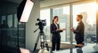 © RONNY - Interview in a modern office with city views, filming equipment visible