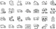 © MdMoktar - Delivery service line icons set, logistics shipping truck courier warehouse vector outline collection isolated on white