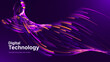 © ec0de - Purple-Hued Science Visualization with Interconnected Lines and Particles, Symbolizing Data Transmission in AI, Math, and Physics Research.