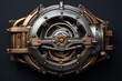 © juliars - Complex mechanism with spinning gears and intricate details, evoking a steampunk aesthetic