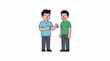 © fbril - Two Pixelated Men Talking Together Animated Cartoon Style with White Background