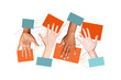 © deagreez - Composite photo poster trend art collage of hands put together high five support unity cooperation gesture black white diversity
