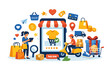 © Vlad - Online shopping and delivery service with a customer browsing on a tablet