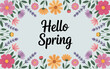 © NUSRAT - Hello Spring colorful floral frame with flowers and leaves border