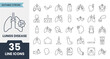 © MochamadIman - Lungs Disease line icons set with editable stroke. Vector illustration