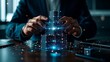 © D' Architect - Hands Building a digital data blocks symbolizing Digital Transformation,  Futuristic Data Structure.