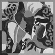 © Over View - A black and white halftone illustration of a floral pattern