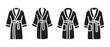 © CreatetiveDesignX - Black Bathrobes Icons Vector Set, Different Styles of Luxury Robes for Spa, Hotel, and Home Comfort.