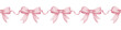 © Oksana - Seamless border of watercolor pink bows and wavy ribbons, realistic style, repeating motif on white background. For cosmetic packaging, gift box, fabric design, wrapping paper, interior decor.