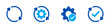 © RI Rafiq - Sync process flat icons set. Bold refresh arrows, gears, and completion checkmarks icon for software update and system UI design. Vector illustration
