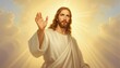 © Konstantin - Jesus Christ reaching out his hand against bright background