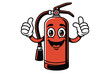 © Mastar art - Vintage cartoon fire extinguisher character with happy face giving thumbs up gesture, fire safety and prevention mascot
