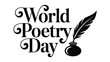 © VectAmaze - MobiWorld Poetry Day elegant black typography with feather quill and ink pot illustration for literary celebration poster design