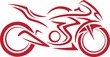 © md - Stylized abstract red tribal design of a racing motorcycle for graphic art representation