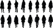 © Zahid - Collection of black silhouettes of people walking in various business casual poses and outfits
