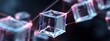 © Ilmi - Glowing Transparent Glass Cubes Connected by Light in a Futuristic Setting with Neon Accents