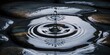 © Ross - Close up water droplet splash with circular ripples on dark zen stones reflecting calm meditation and spa relaxation concept
