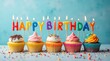 © Alex Pios - Colorful happy birthday cupcakes