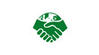 © Siti - Green global handshake icon for worldwide partnership, environmental sustainability, and international cooperation concept.
